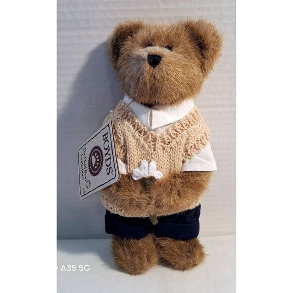 Boyds Bear Edmund Bear With Tag Style #9175-20 Holding Flower 9" Tall | Spring 2 - Picture 2 of 5